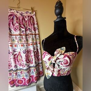 Caroline Constas New York Pink Paisley Print Two-Piece Skirt Set